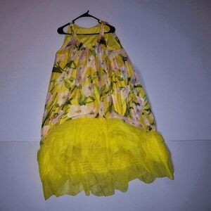 Yellow Floral Dress with Tulle Skirt
